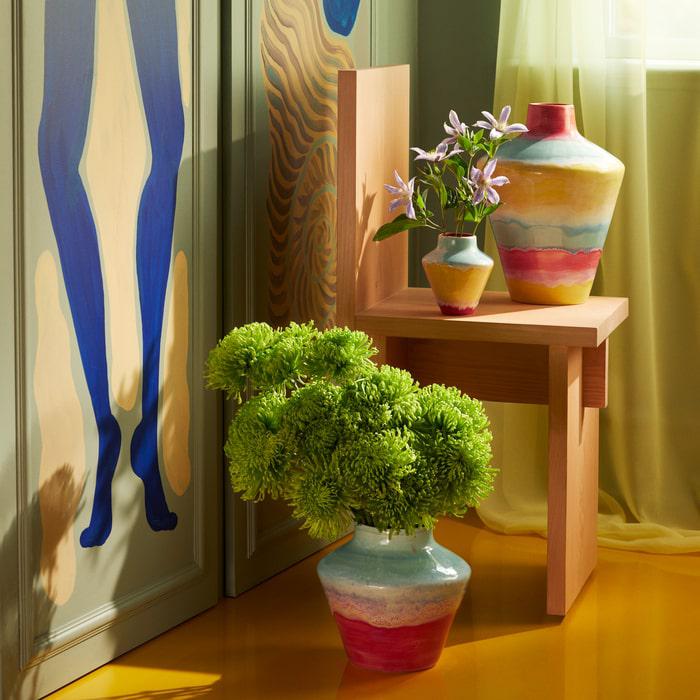 Kähler 693804 Poppery Vase in Mint/Pink