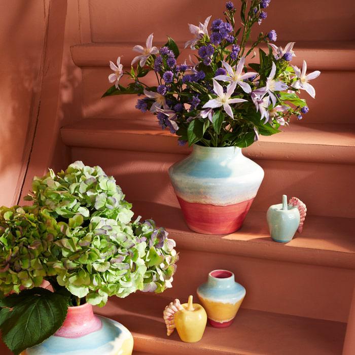 Kähler 693801 Poppery Vase in Pink/Mint/Yellow
