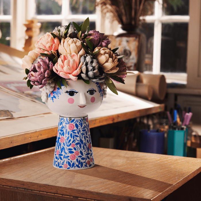 Bjørn Wiinblad 56590 Eva Vase in Blue/Rose