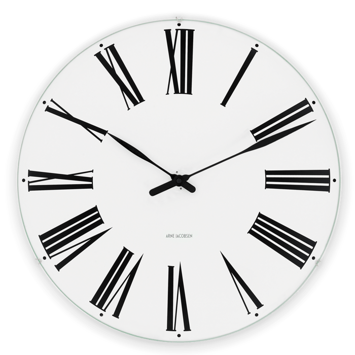 Arne Jacobsen Clocks 43652 Roman Wall Clock in White/Black