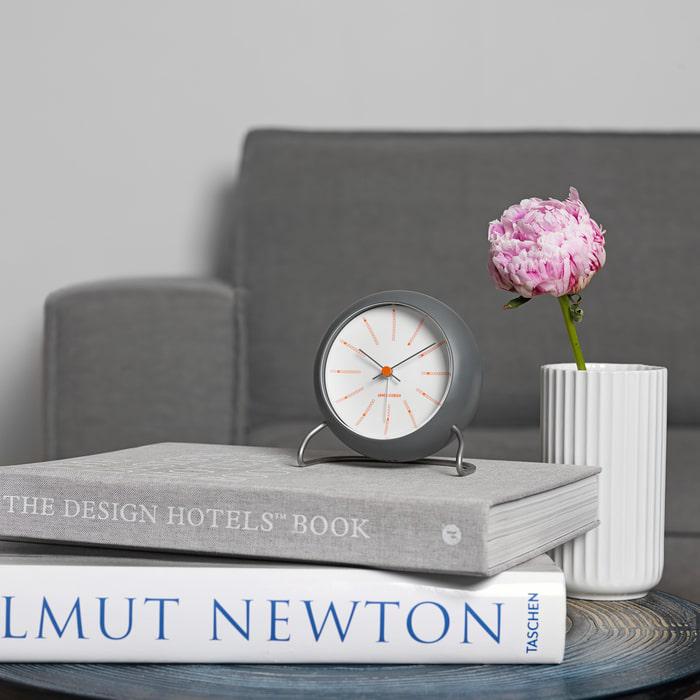 Arne Jacobsen Clocks 43694 Bankers Table Clock in Dark Grey
