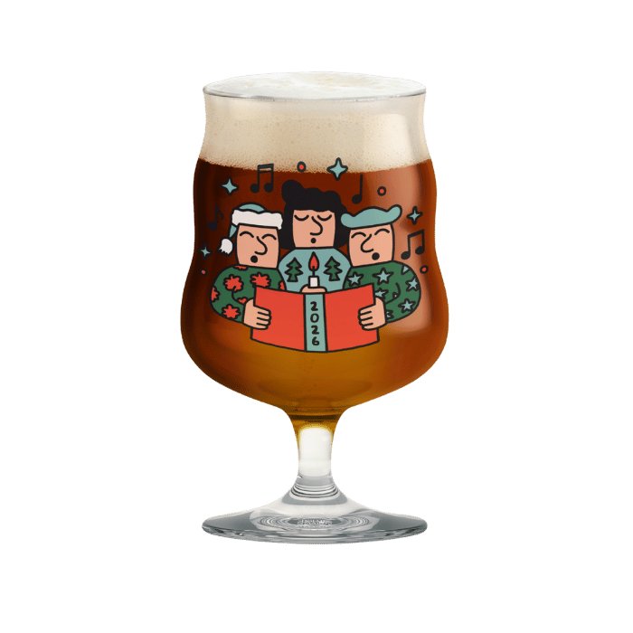 Holmegaard 4300548 Mikkeller Universal Beer Christmas Glass 2026 in Clear with Decoration