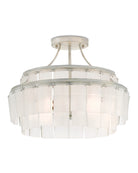 Currey and Company 9999-0030 Vintner Semi-Flush Mount in Opaque White/Contemporary Silver Leaf