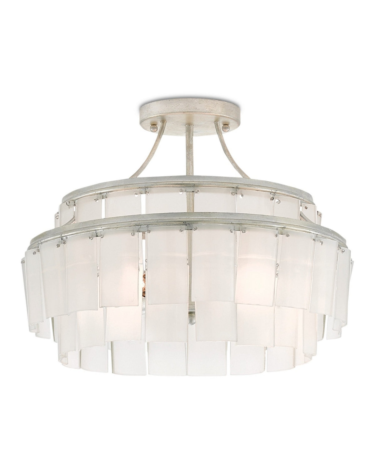 Currey and Company 9999-0030 Vintner Semi-Flush Mount in Opaque White/Contemporary Silver Leaf