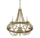 Meridian M10014-97 Five Light Chandelier in Natural Wood with Rope