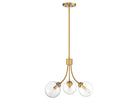 Meridian M10057NB Three Light Chandelier in Natural Brass