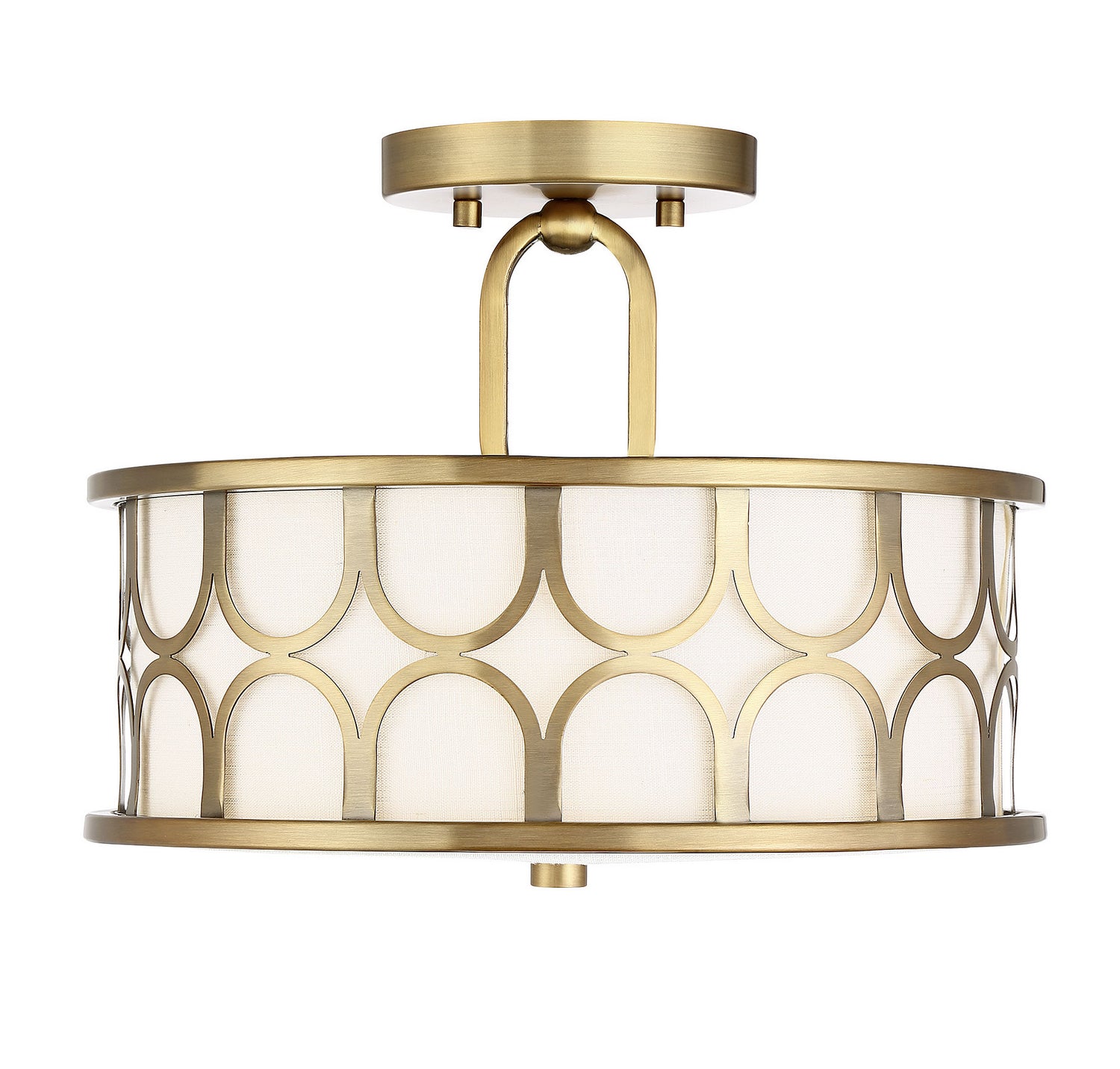 Meridian M60015NB Two Light Semi-Flush Mount in Natural Brass