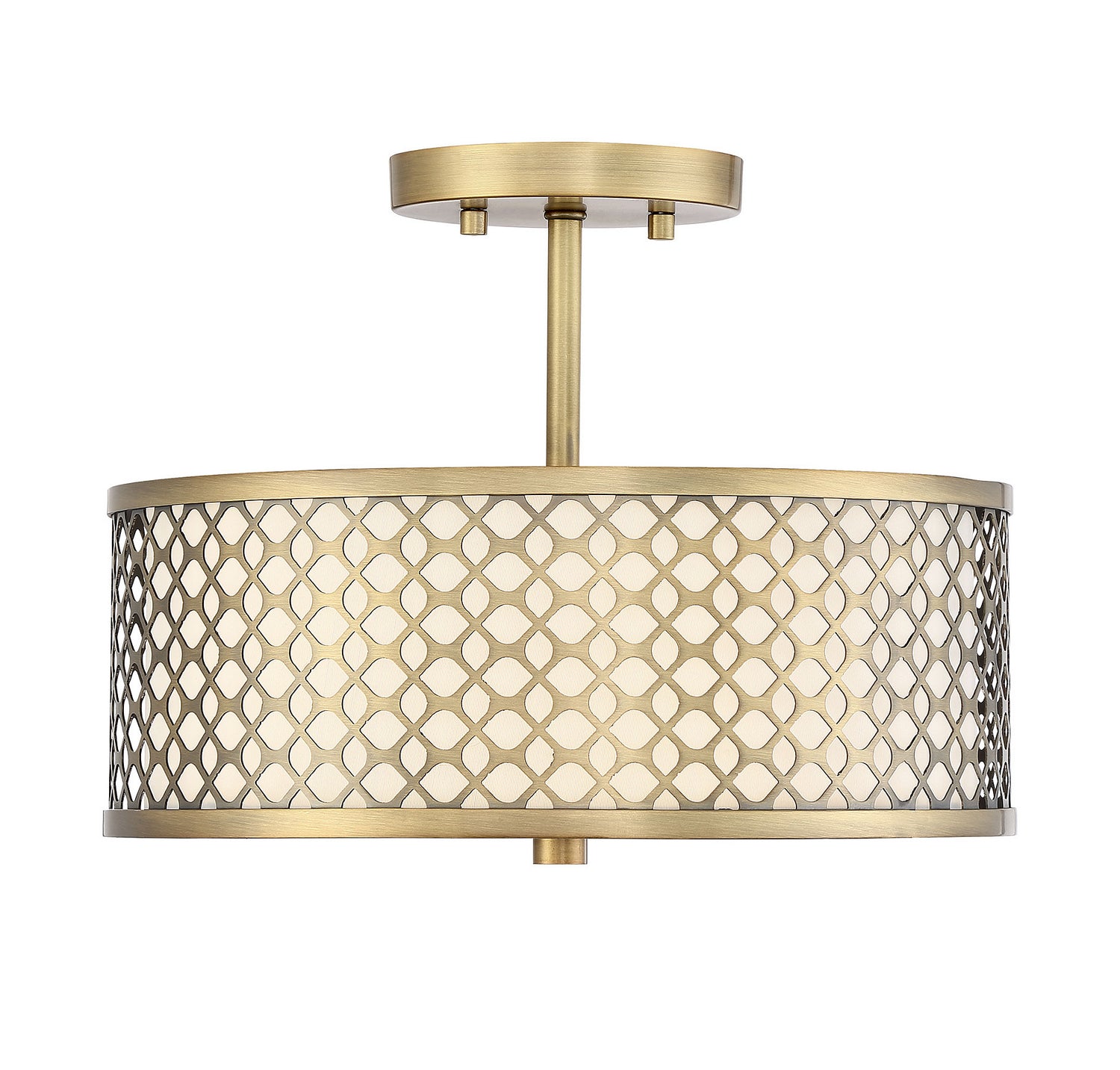 Meridian M60016NB Two Light Semi-Flush Mount in Natural Brass