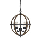 Meridian M70041WB Five Light Chandelier in Wood with Black