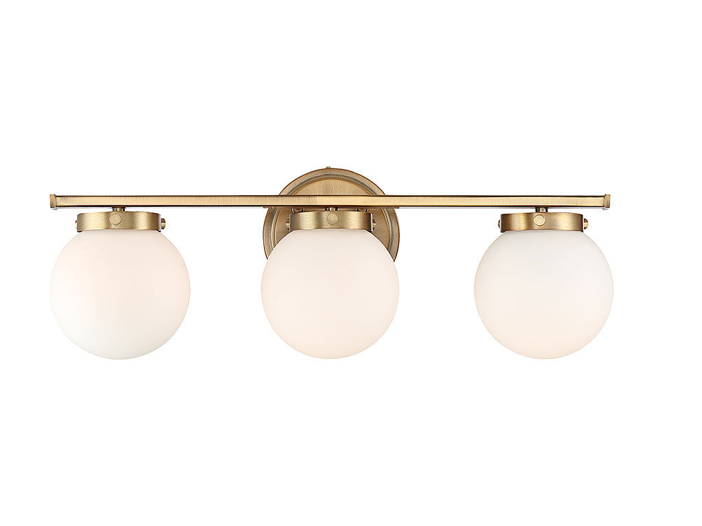Meridian M80023NB Three Light Bathroom Vanity Light in Natural Brass