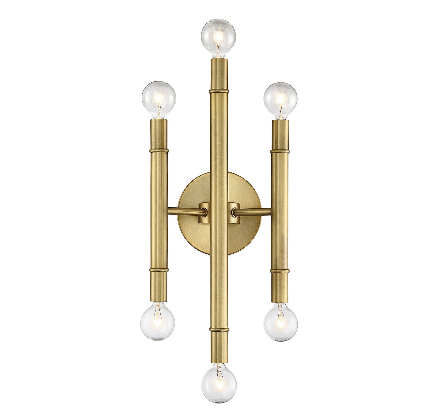 Meridian M90018NB Six Light Wall Sconce in Natural Brass