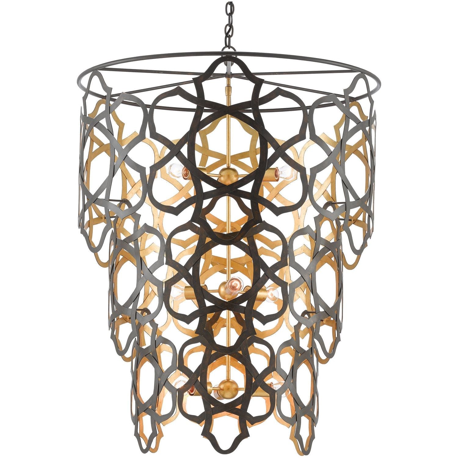 Currey and Company - 9000-0381 - Nine Light Chandelier - Mauresque - Bronze Gold/Contemporary Gold Leaf