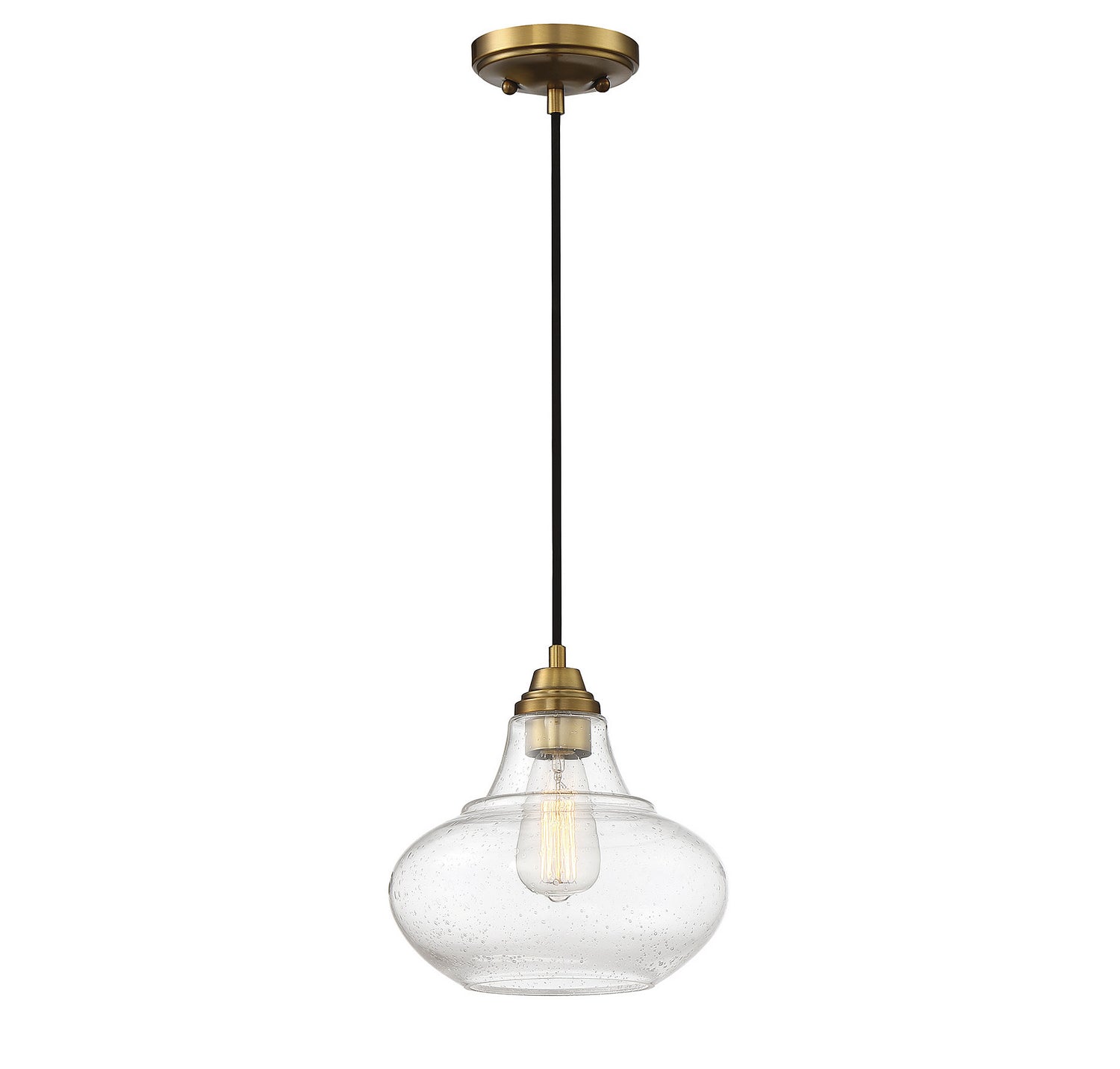 Meridian M70080NB One Light Mini Pendant in Natural Brass