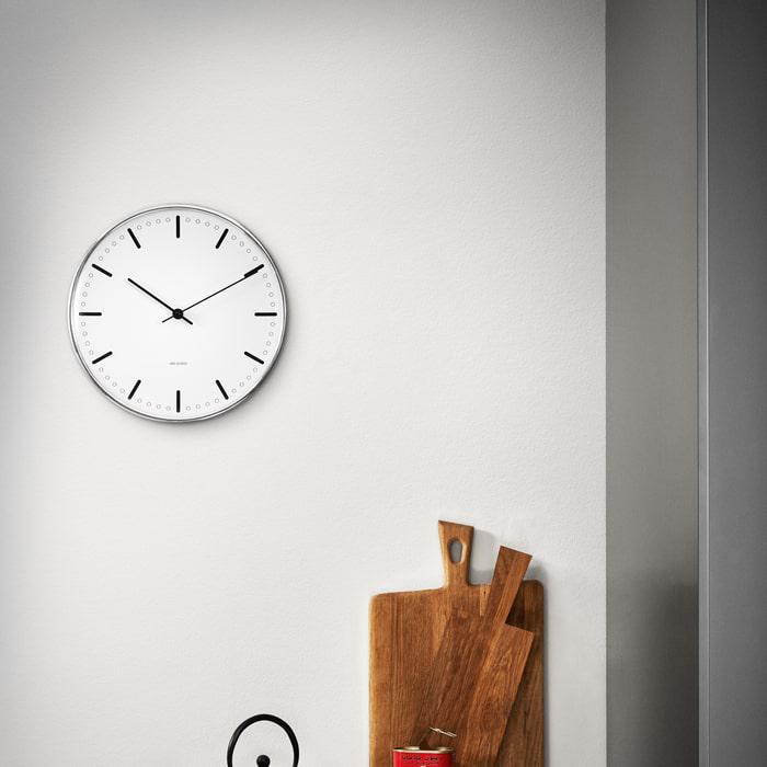 Arne Jacobsen Clocks 43641 City Hall Wall Clock in White/Black