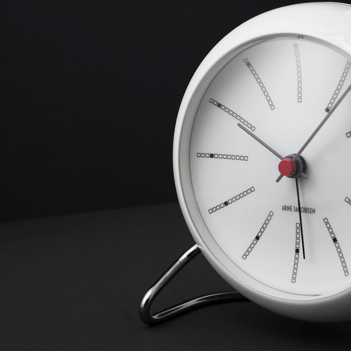 Arne Jacobsen Clocks 43675 Bankers Table Clock in White