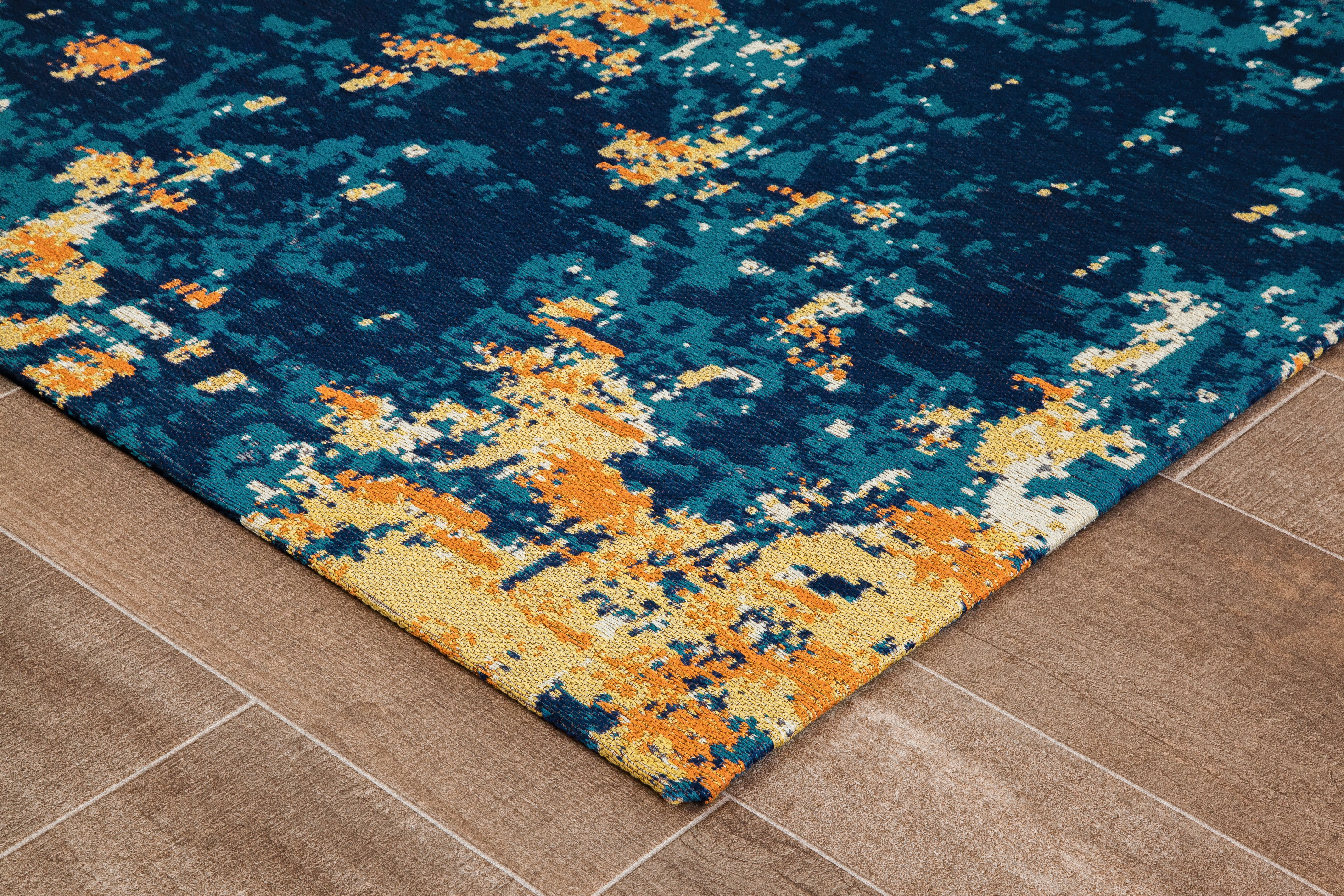 Bilbao 1/4 Chair Mat Blue & Orange