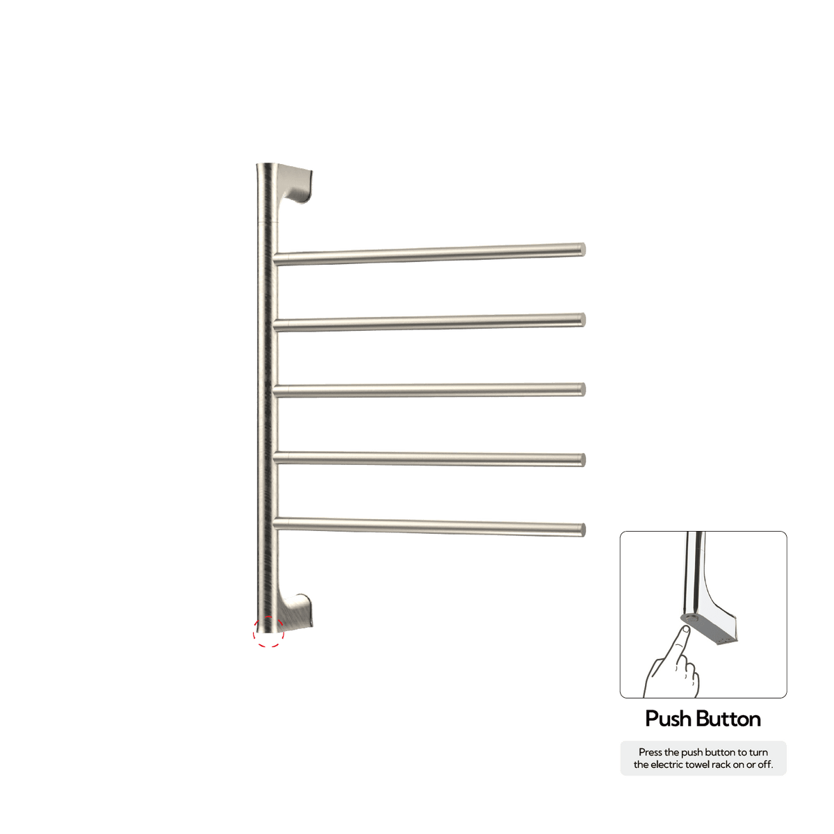 P&Bhusri G05-M-BNI-N G05 Towel Warmer in PVD Brushed Nickel