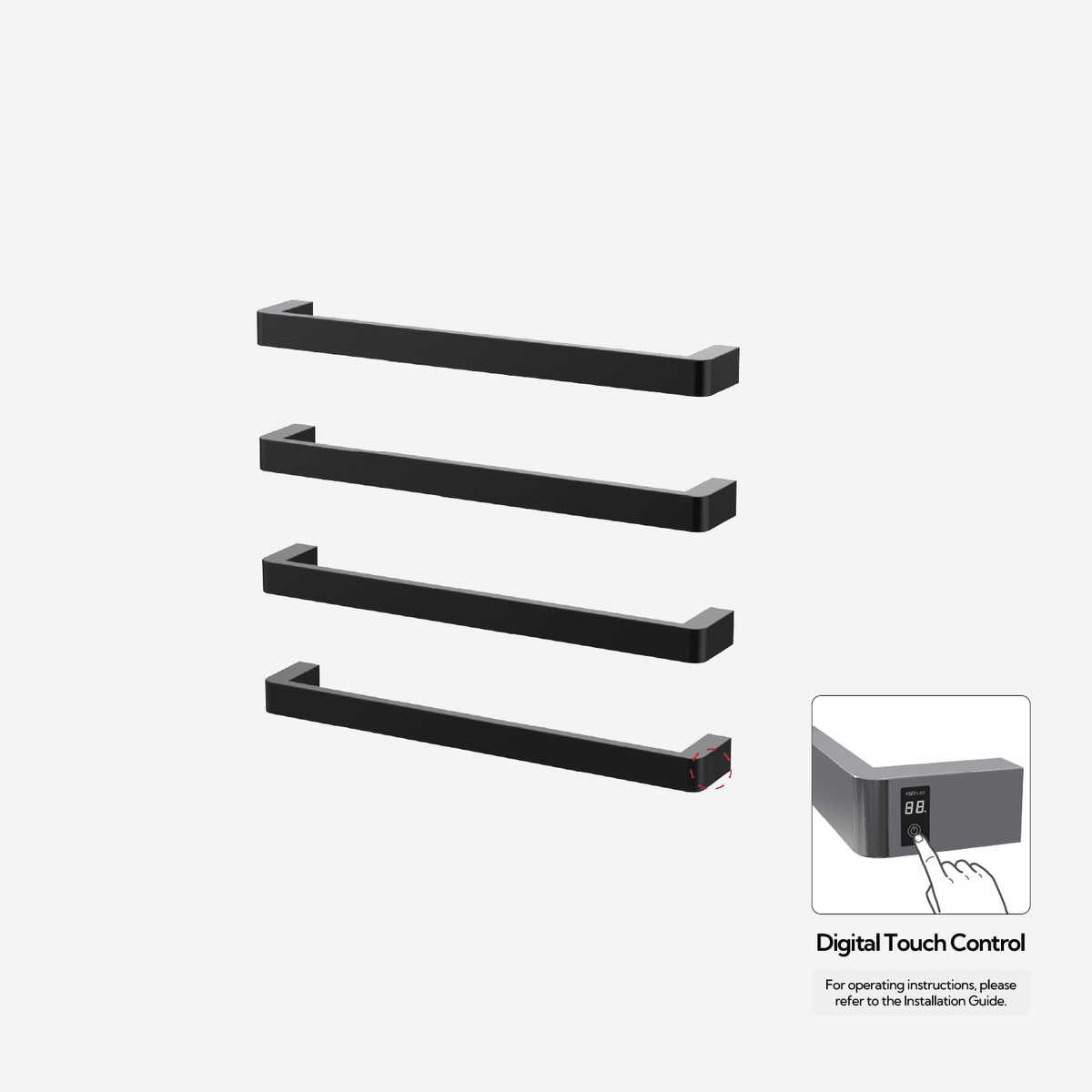 P&Bhusri G12-L-BLK-ME G12 Towel Warmer in Matte Black