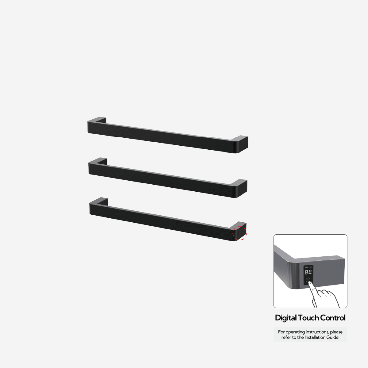 P&Bhusri G12-M-BLK-ME G12 Towel Warmer in Matte Black