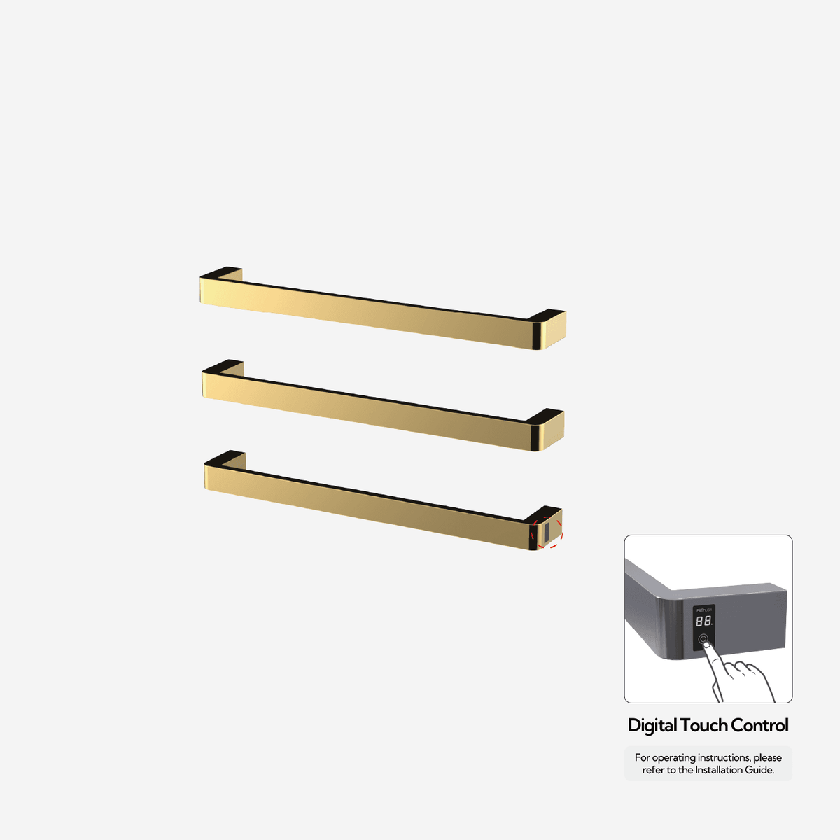 P&Bhusri G12-M-LGD-ME G12 Towel Warmer in PVD Polished Luxury Gold