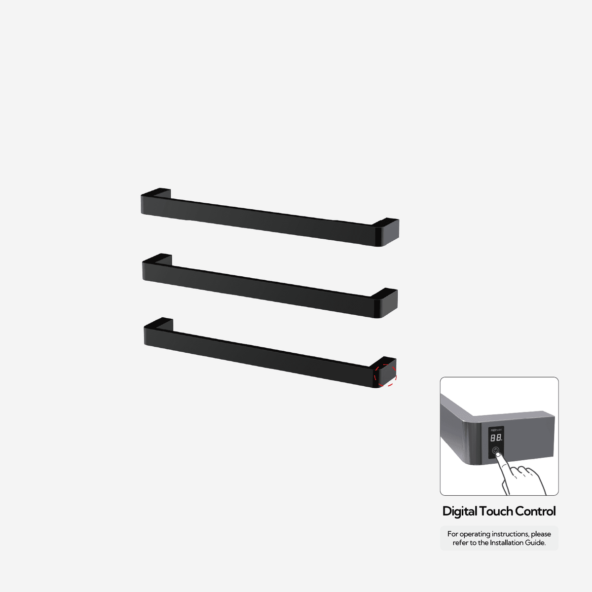 P&Bhusri G12-M-PBN-ME G12 Towel Warmer in PVD Polished Black Nickel