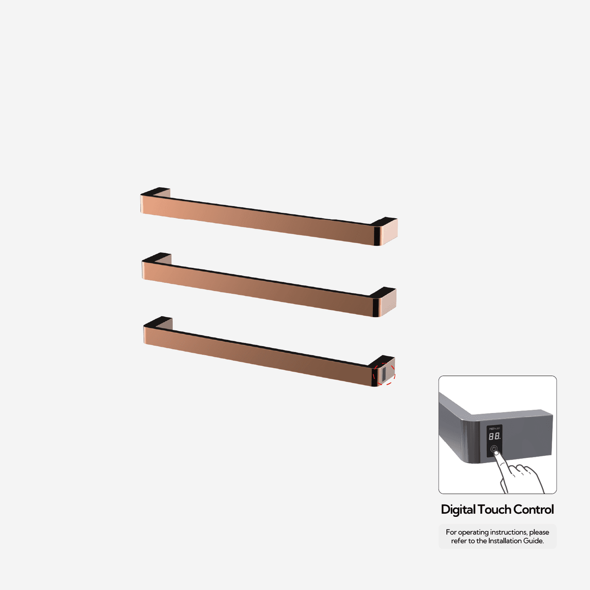 P&Bhusri G12-M-RGD-ME G12 Towel Warmer in PVD Polished Rose Gold