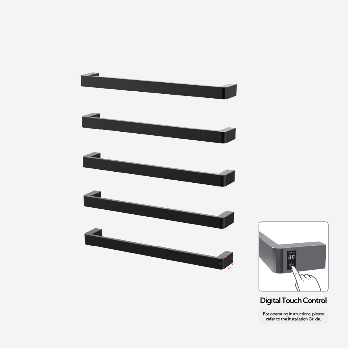 P&Bhusri G12-XL-BLK-ME G12 Towel Warmer in Matte Black