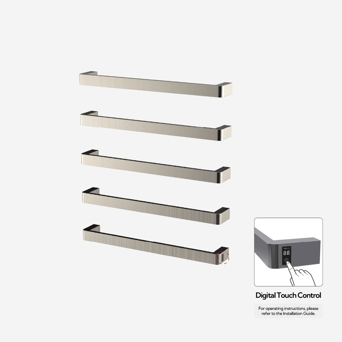 P&Bhusri G12-XL-BNI-ME G12 Towel Warmer in PVD Brushed Nickel
