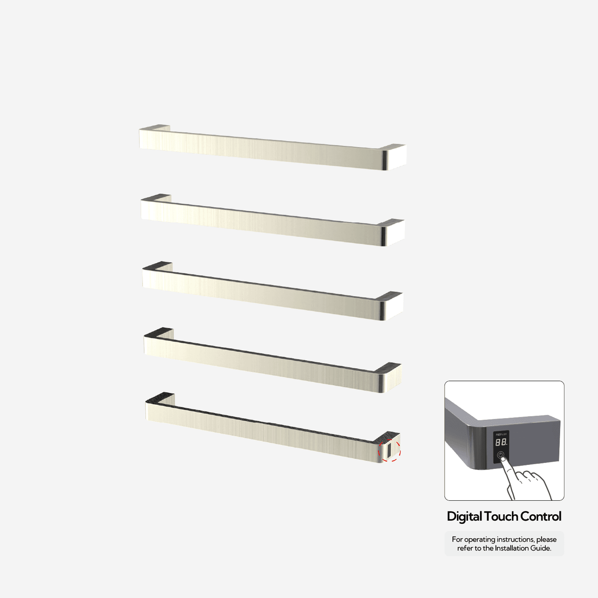P&Bhusri G12-XL-BWG-ME G12 Towel Warmer in PVD Brushed White Gold
