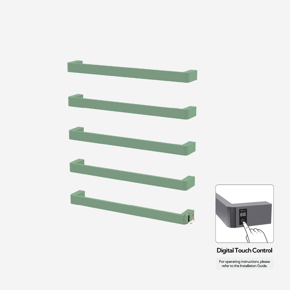 P&Bhusri G12-XL-CGR-ME G12 Towel Warmer in Celadon Green
