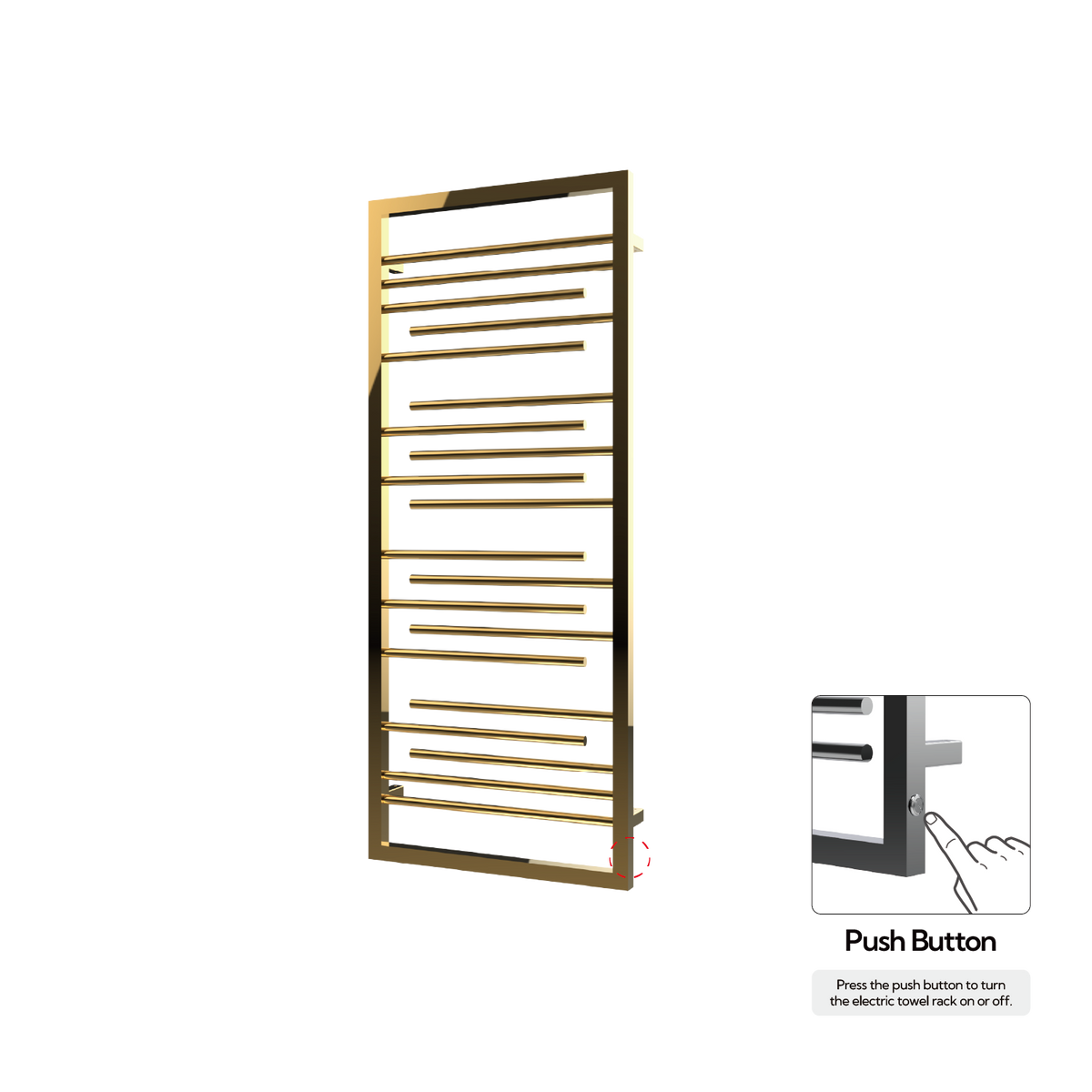 P&Bhusri G22-M-24K-N G22 Towel Warmer in PVD 24K Gold