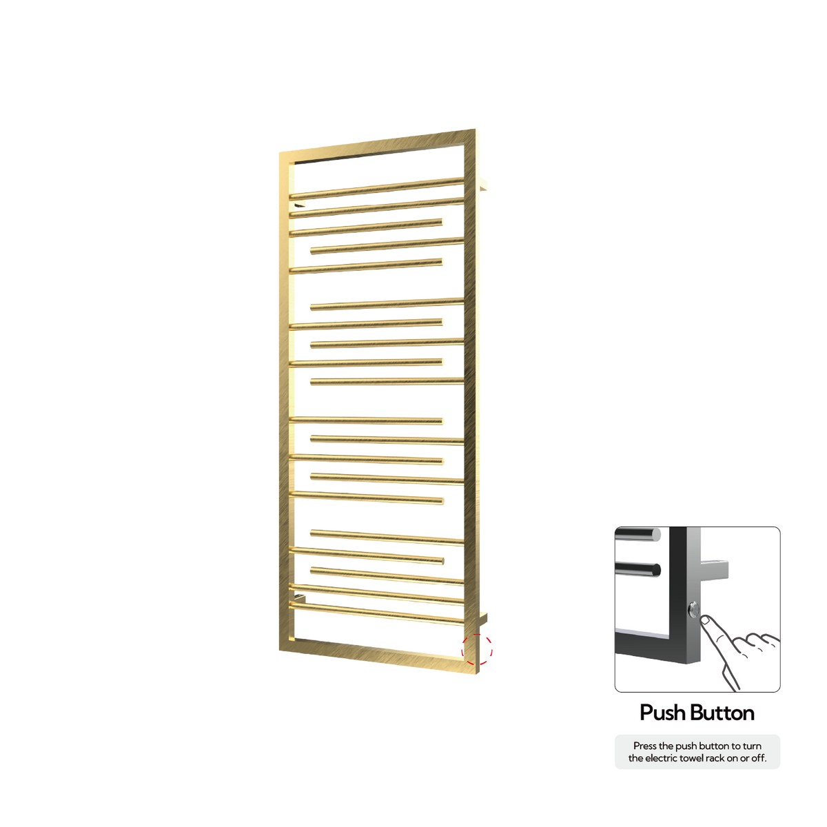 P&Bhusri G22-M-BBR-N G22 Towel Warmer in PVD Brushed Brass