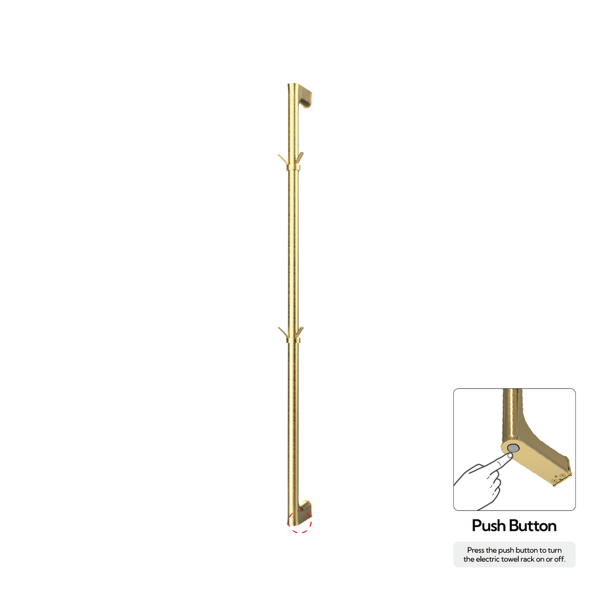 P&Bhusri G27-M-BLG-N G27 Towel Warmer in PVD Brushed Luxury Gold