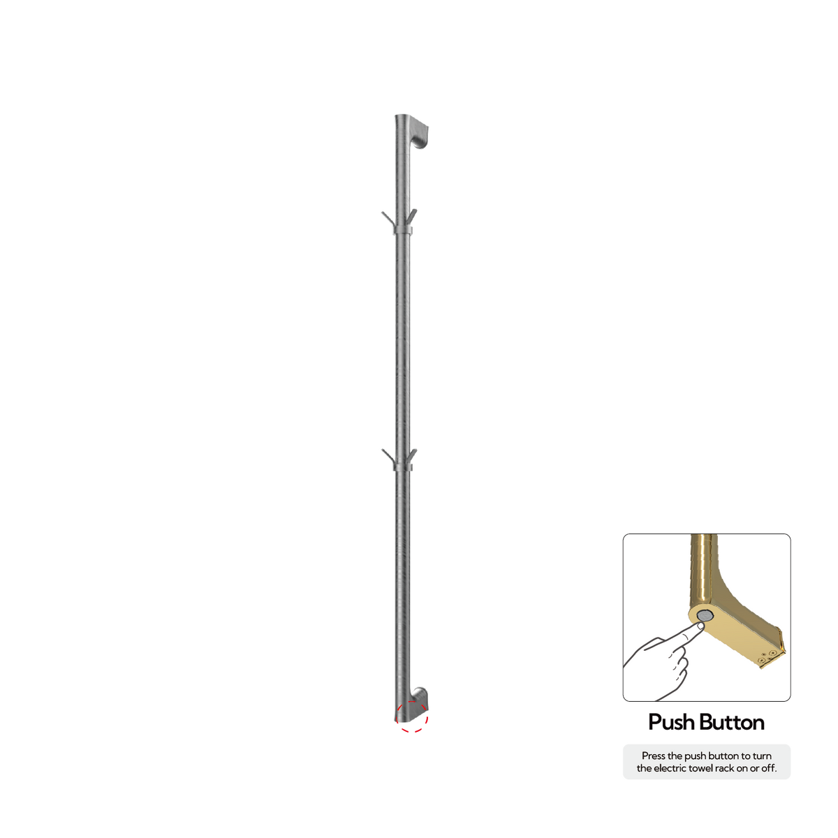 P&Bhusri G27-M-GML-N G27 Towel Warmer in PVD Gun Metal