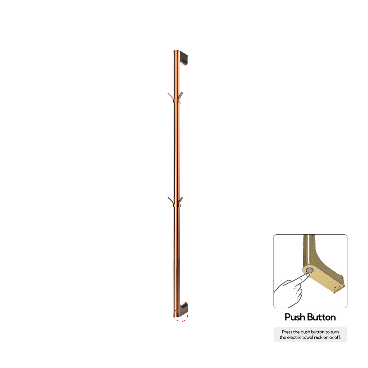 P&Bhusri G27-M-RGD-N G27 Towel Warmer in PVD Polished Rose Gold