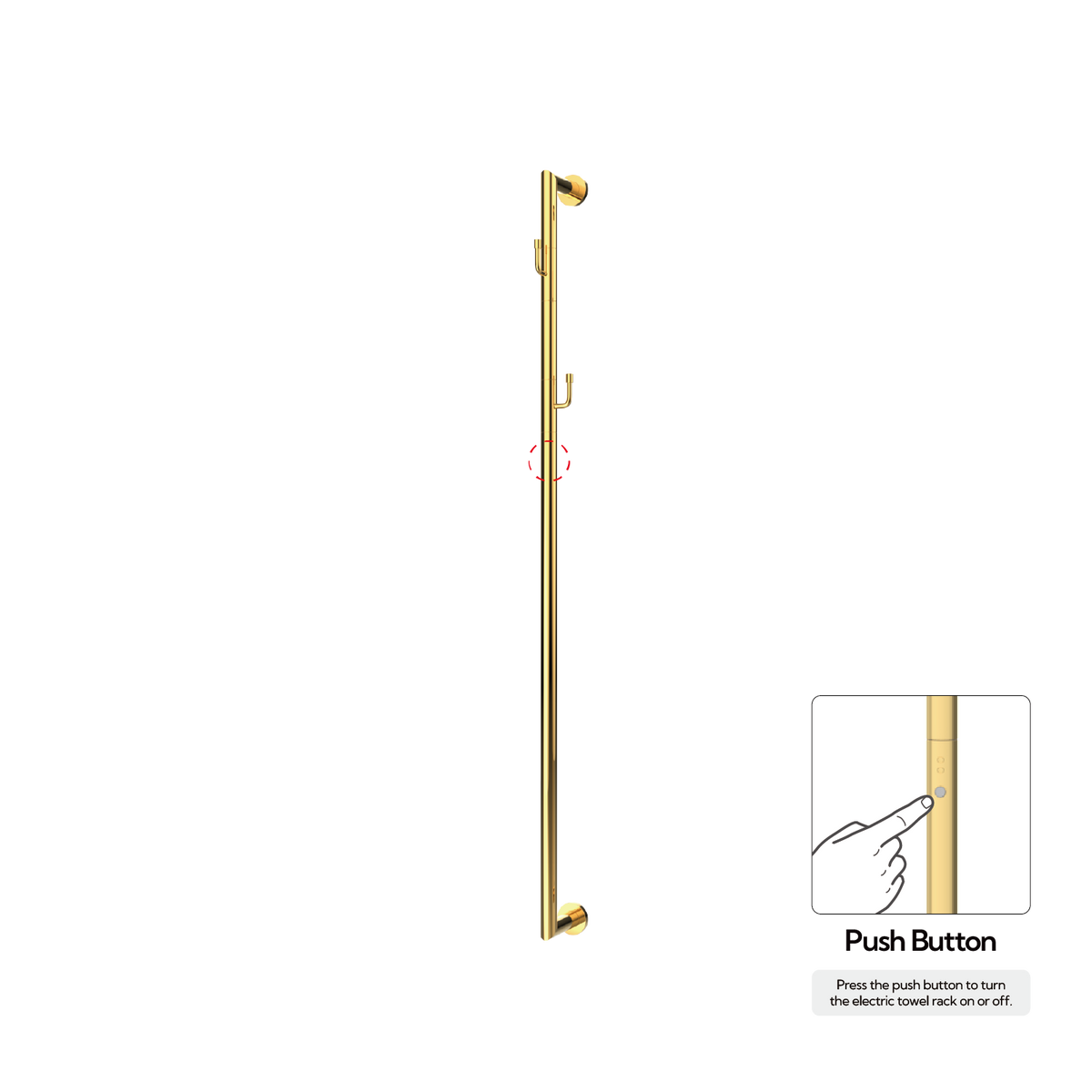 P&Bhusri G28-M-24K-N G28 Towel Warmer in PVD 24K Gold