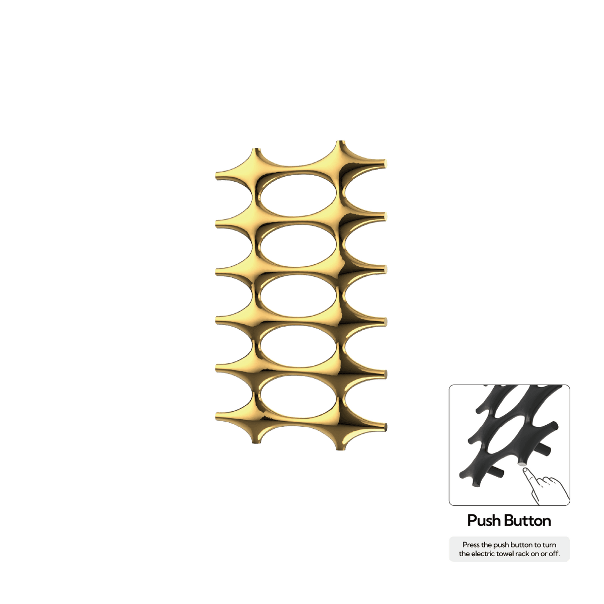 P&Bhusri K015-M-24K-N K015 Towel Warmer in PVD 24K Gold