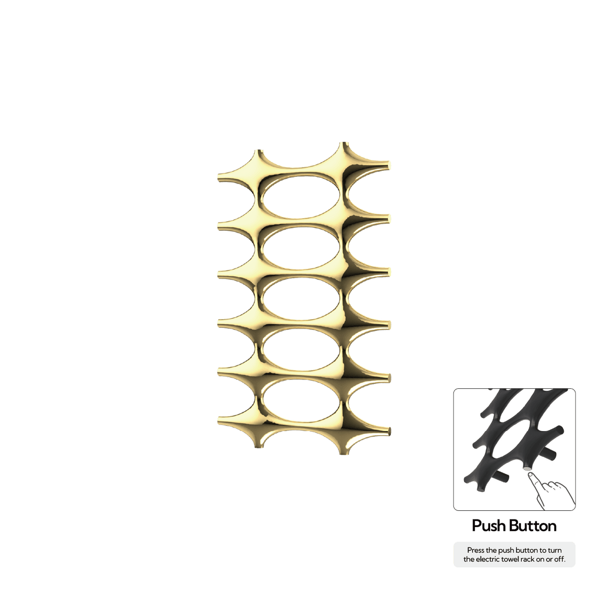 P&Bhusri K015-M-PBR-N K015 Towel Warmer in PVD Polished Brass