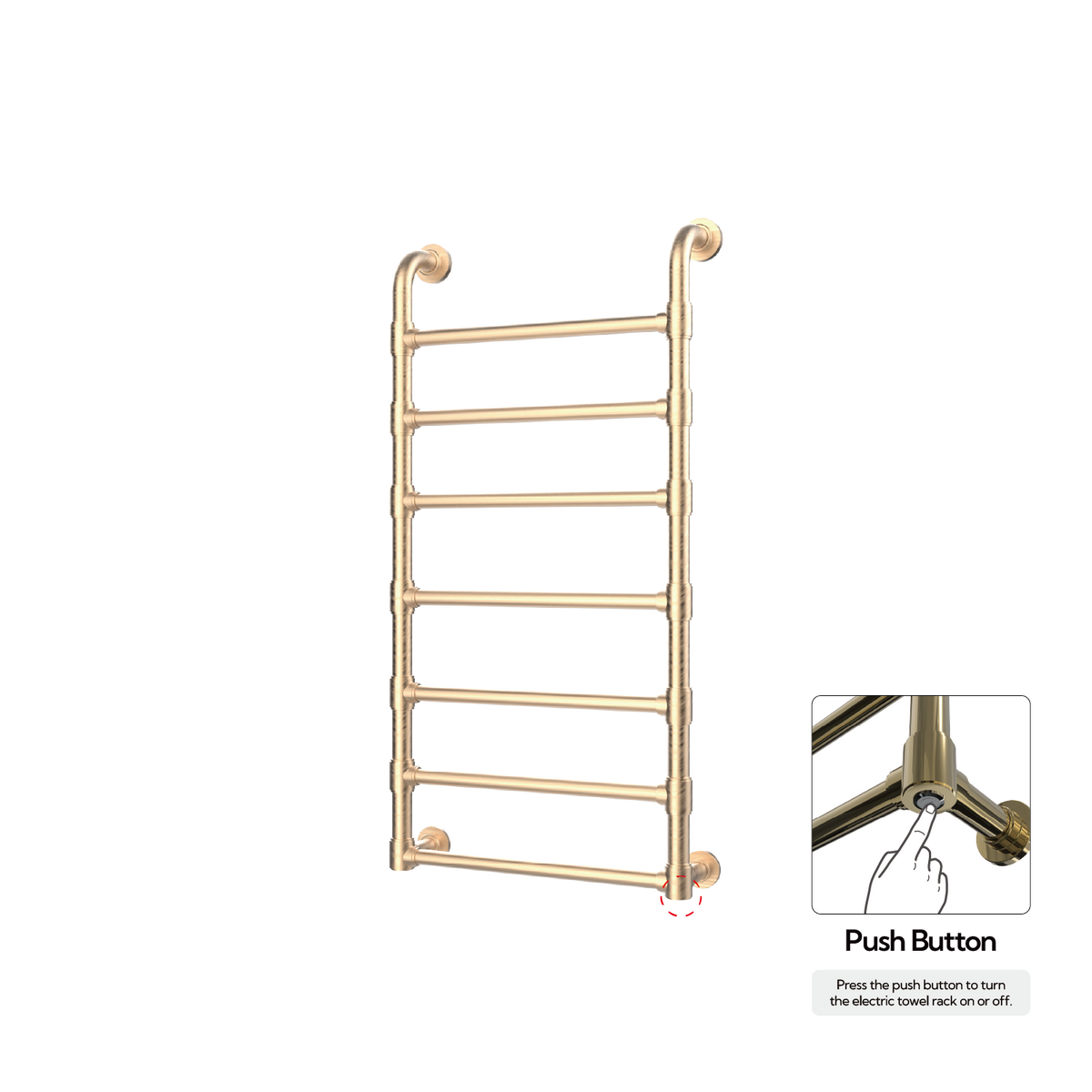P&Bhusri K05-M-BBZ-N K05 Towel Warmer in PVD Brushed Bronze