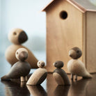 Kay Bojesen 39460 Pair of Sparrows Wooden Figurine Set in Oak/Smoked Oak