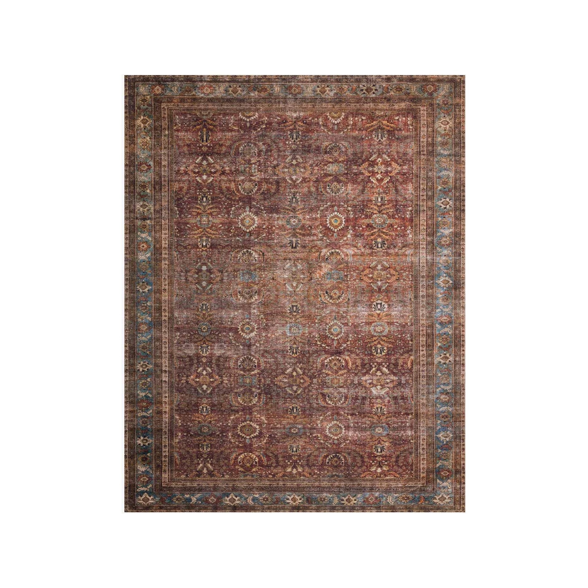 LAYLA LAY-01 BRICK / BLUE – The Rug District