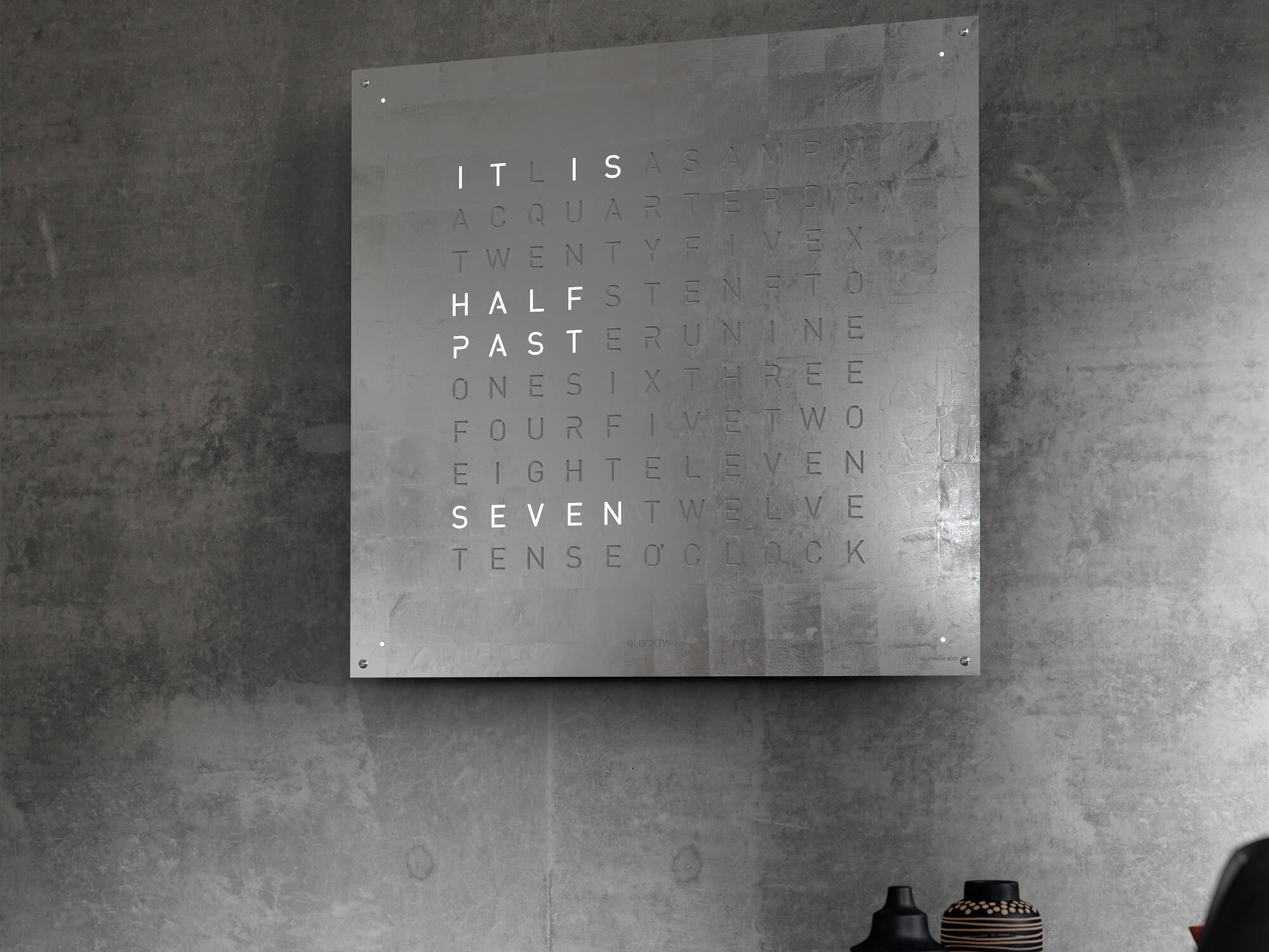 QLOCKTWO LG4BLPL QLOCKTWO EARTH 90 Creator's Edition Platinum