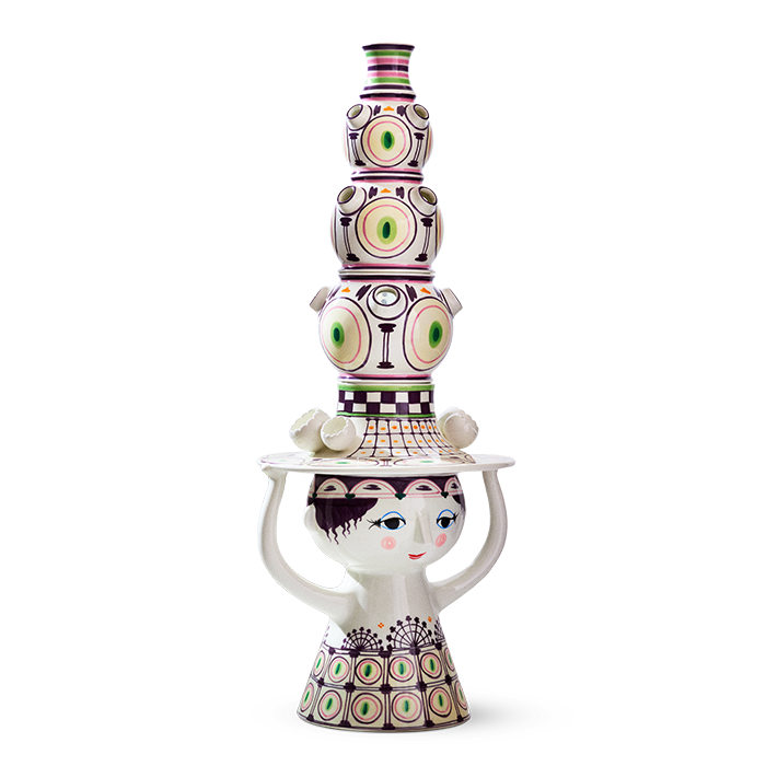 Bjørn Wiinblad 54054 Lady with Hat Floor Vase in Plum
