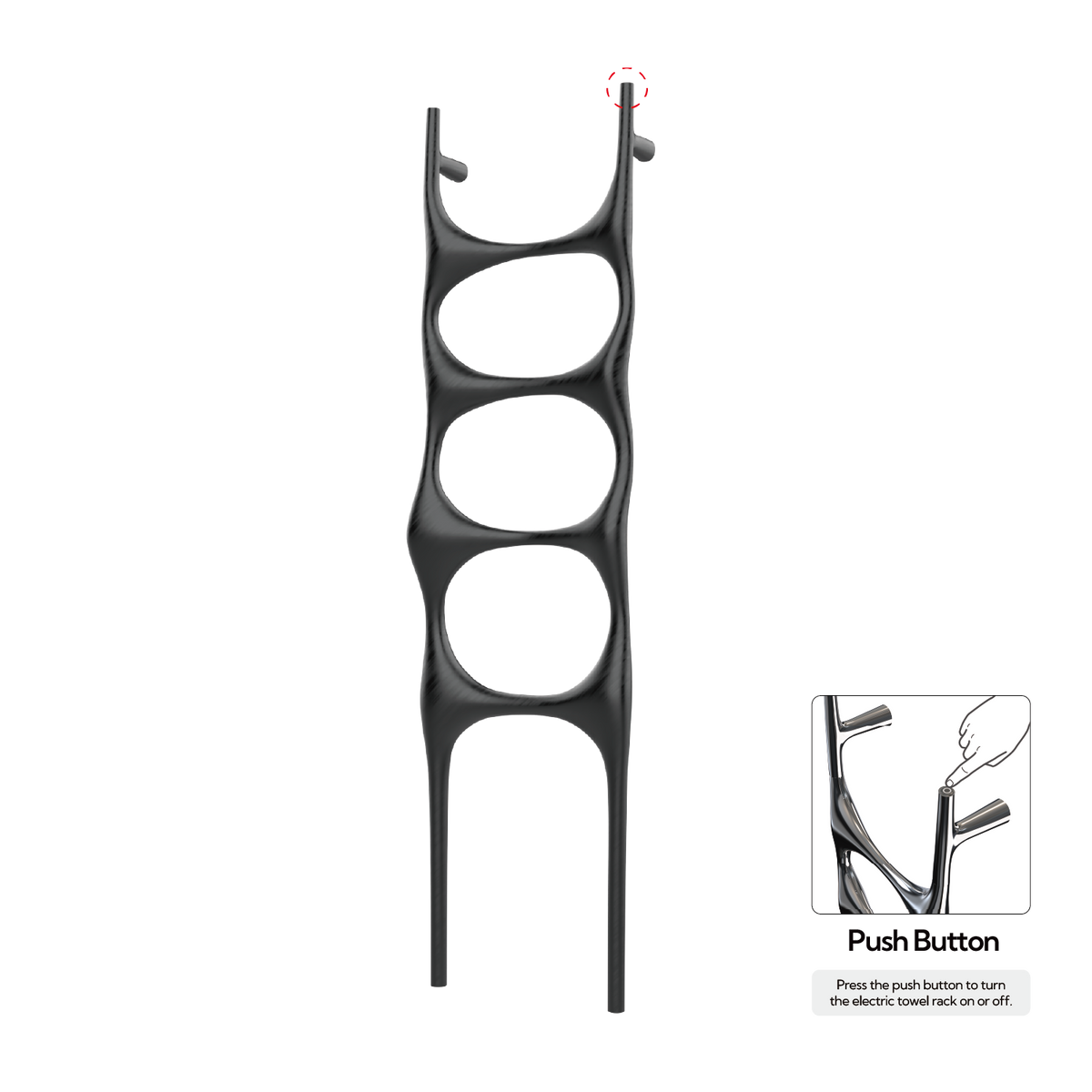P&Bhusri S6-M-BBN-N Crete Palace Towel Warmer in PVD Brushed Black Nickel