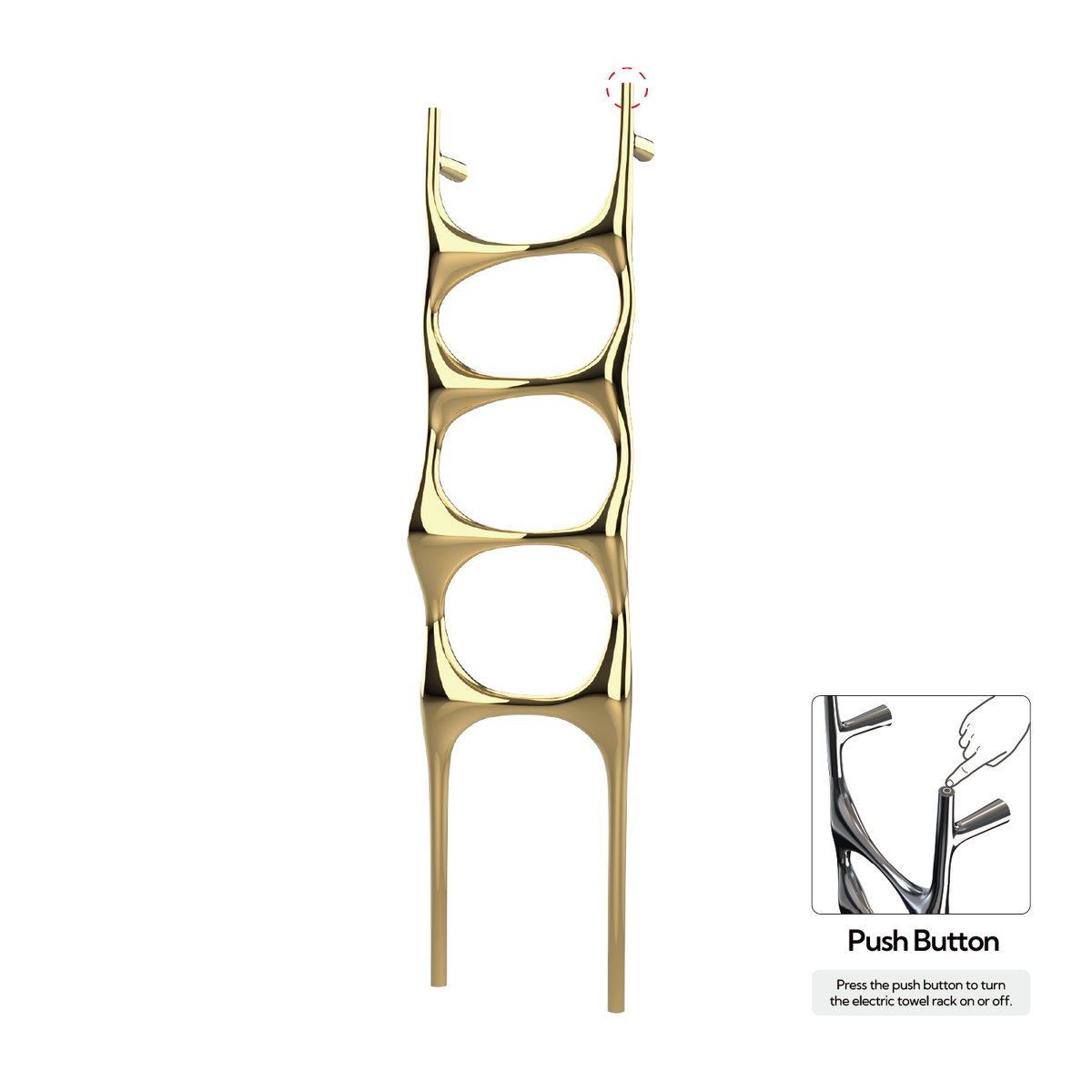 P&Bhusri S6-M-LGD-N Crete Palace Towel Warmer in PVD Polished Luxury Gold