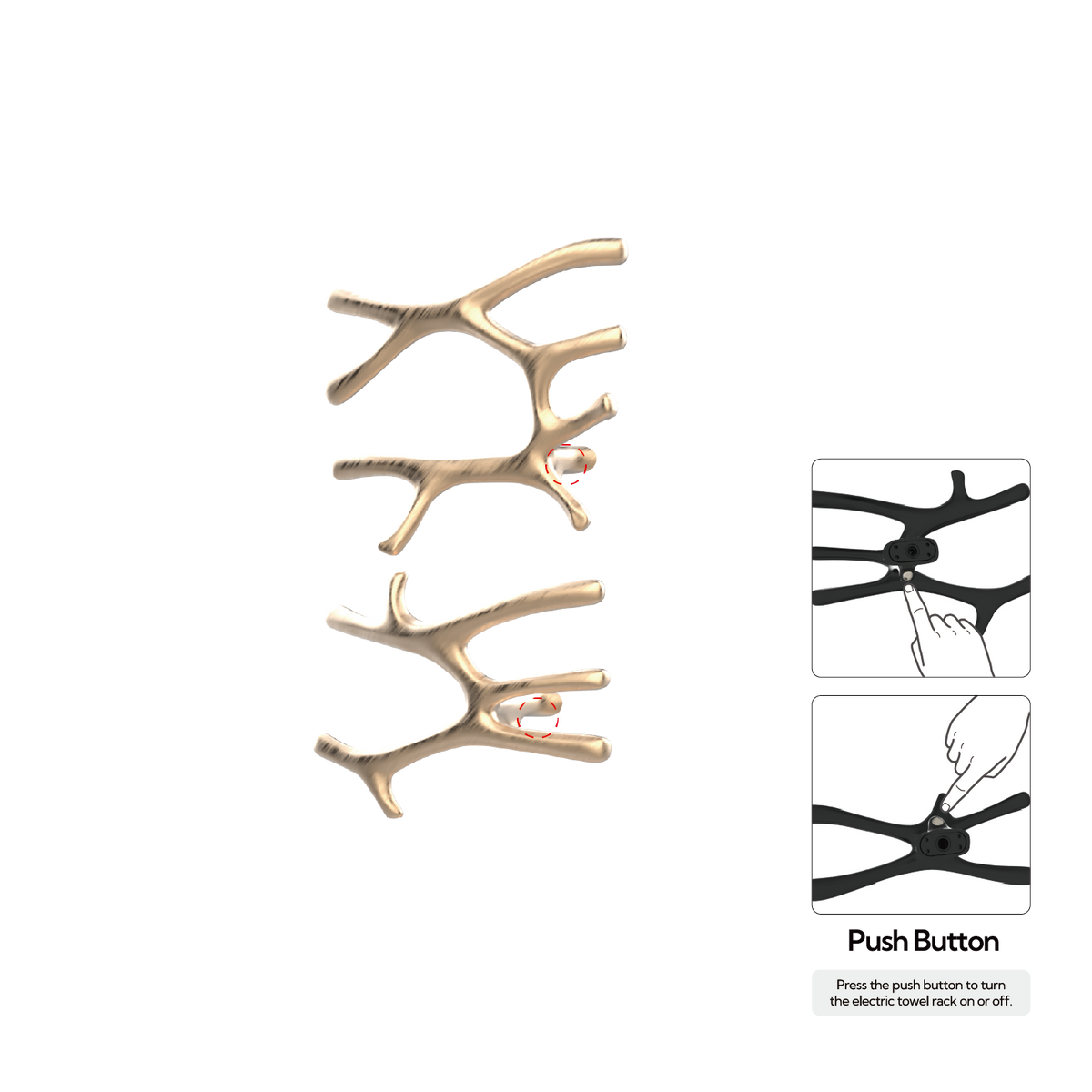 P&Bhusri S7-LM-BBZ-N Daphne's Branch Large + Medium Towel Warmer in PVD Brushed Bronze