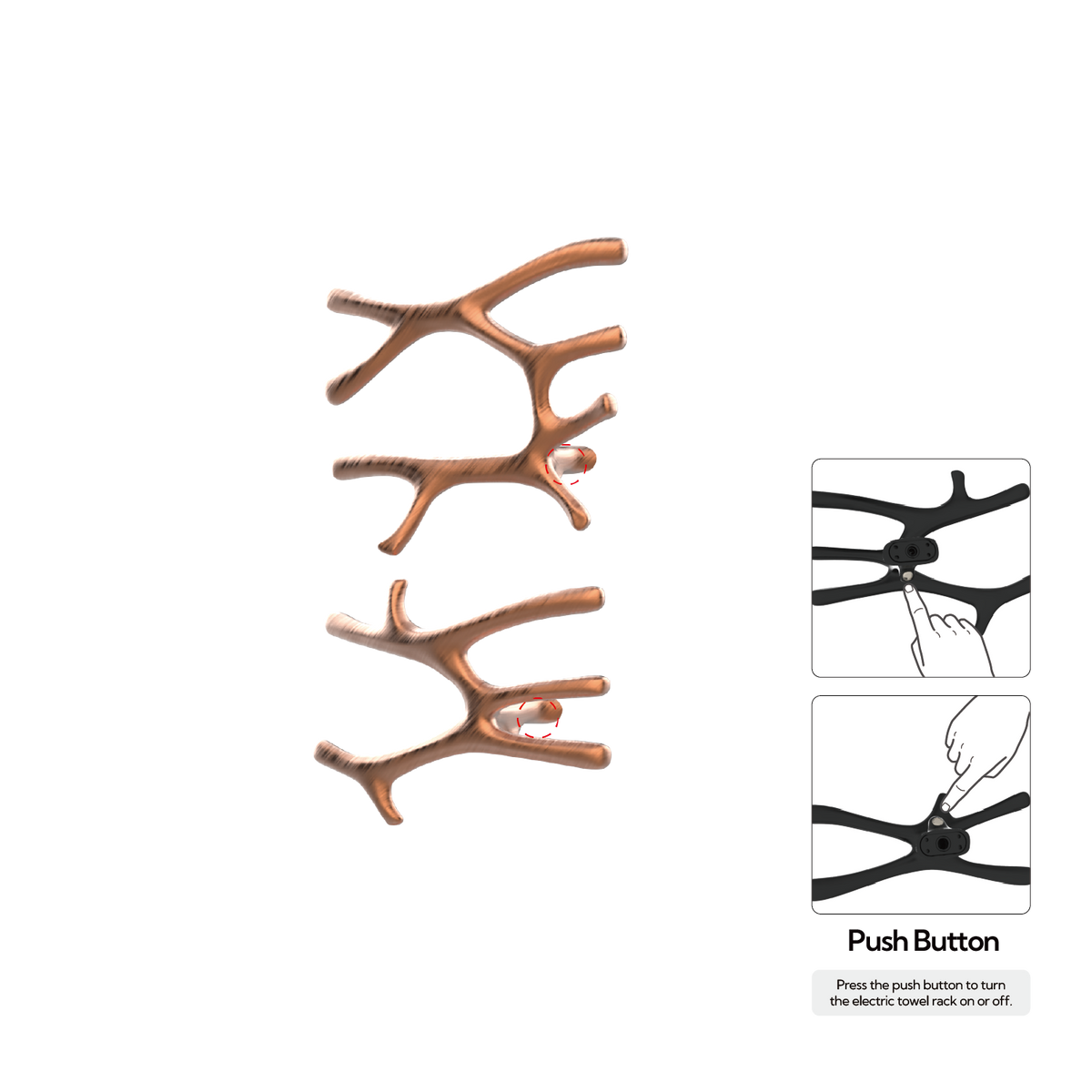 P&Bhusri S7-LM-BRG-N Daphne's Branch Large + Medium Towel Warmer in PVD Brushed Rose Gold