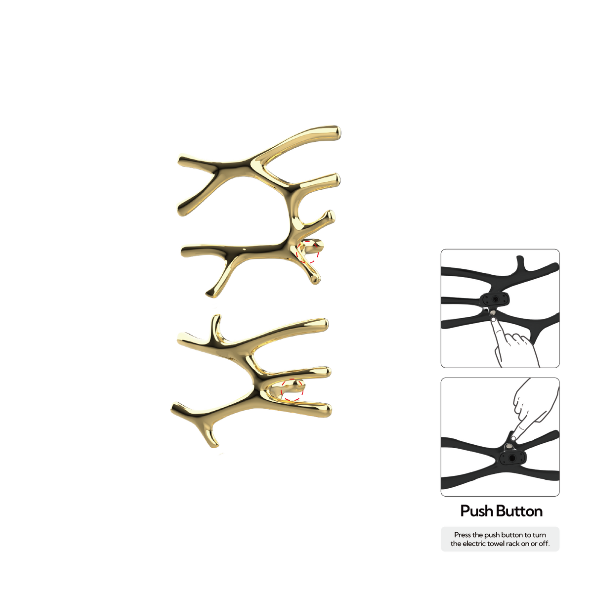 P&Bhusri S7-LM-PBR-N Daphne's Branch Large + Medium Towel Warmer in PVD Polished Brass