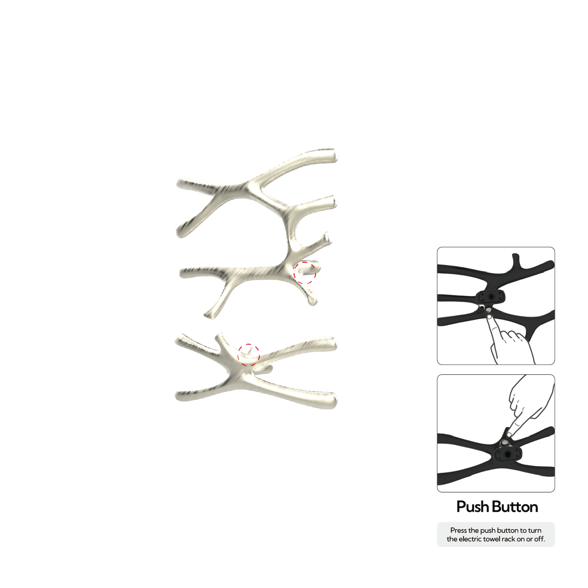 P&Bhusri S7-LS-BWG-N Daphne's Branch Large + Small Towel Warmer in PVD Brushed White Gold