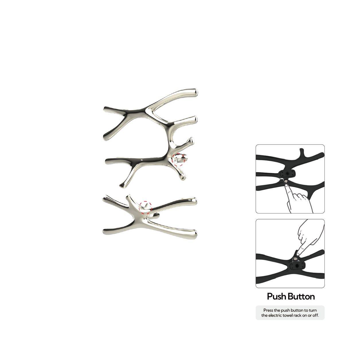 P&Bhusri S7-LS-PWG-N Daphne's Branch Large + Small Towel Warmer in PVD Polished White Gold